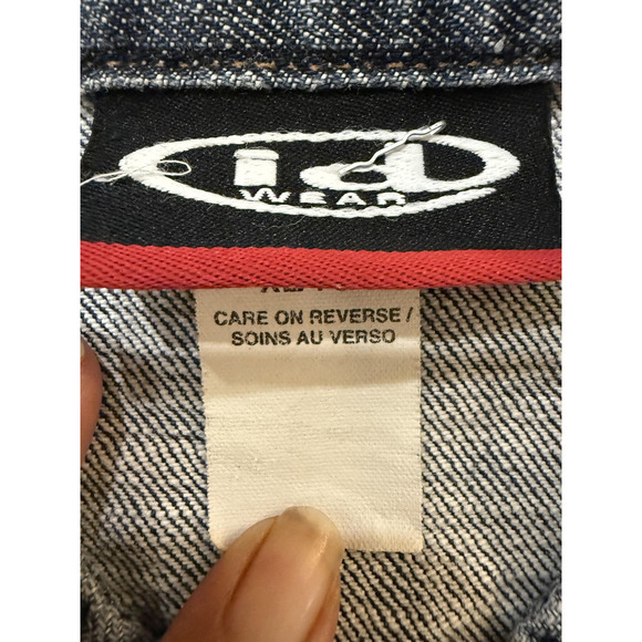 Vintage CAT Denim Jacket Womens Extra Large Blue Snap Front Stretch Workwear Y2K - Picture 3 of 10